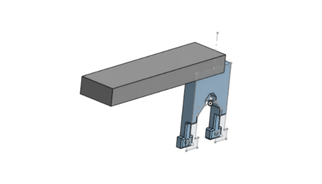 CAD render of the 3D-printed piano key attachment designed to mount on the Hapkit